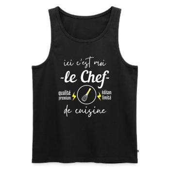 Ici c est moi le chef - Débardeur bio Premium Homme - noir - Devant - AI Model Male 178 light (178cm)