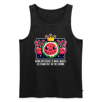 BEING DIFFERENT IS WHAT MAKES US STAND OUT - Men's Premium Organic Tank Top - black - Front - AI Model Male 178 light (178cm)