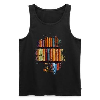Bücher - Männer Premium Bio Tank Top - Schwarz - Vorne - AI Model Male 178 light (178cm)