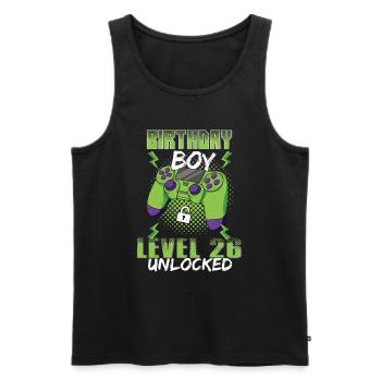 Gamer Boy Video Game Lover Age 26 Unlocked - Men's Premium Organic Tank Top - black - Front - Michal (187cm)