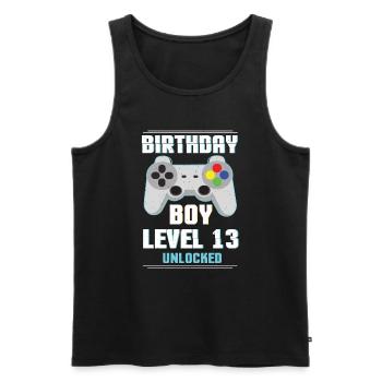 Gamer Boy Video Game Lover Age 13 Level Unlocked - Men's Premium Organic Tank Top - black - Front - Michal (187cm)