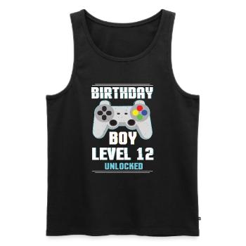 Gamer Boy Video Game Lover Age 12 Level Unlocked - Men's Premium Organic Tank Top - black - Front - Michal (187cm)