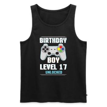 Gamer Boy Video Game Lover Age 17 Level Unlocked - Men's Premium Organic Tank Top - black - Front - Michal (187cm)