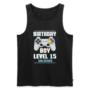 Gamer Boy Video Game Lover Age 15 Level Unlocked - Männer Premium Bio Tank Top - Schwarz - Vorne - Michal (187cm)