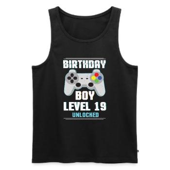 Gamer Boy Video Game Lover Age 19 Level Unlocked - Männer Premium Bio Tank Top - Schwarz - Vorne - AI Model Male 178 light (178cm)