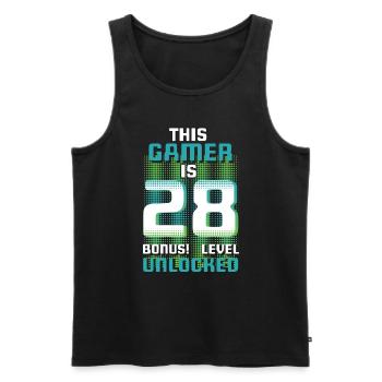 This Gamer Is Video Game Lover Gamer Age 28 - Men's Premium Organic Tank Top - black - Front - AI Model Male 178 light (178cm)