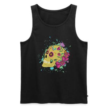 Color Bone Halloween Muertos Day Of Dead Sugar - Men's Premium Organic Tank Top - black - Front - Michal (187cm)