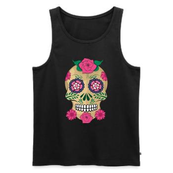 Squelette de fleur Sugar Bone Muertos Day Halloween - Débardeur bio Premium Homme - noir - Devant - Michal (187cm)