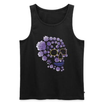 Purple Flower Sugar Bone Muertos Day Halloween - Men's Premium Organic Tank Top - black - Front - Michal (187cm)