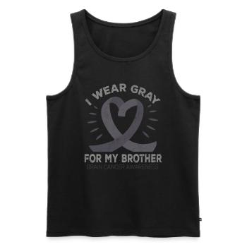 Month May Gray Ribbon Brain Cancer Awareness - Men's Premium Organic Tank Top - black - Front - Michal (187cm)