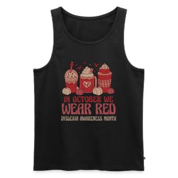 October Wear Red Dyslexia Awareness Month - Men's Premium Organic Tank Top - black - Front - Michal (187cm)