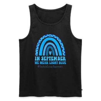 September Light Blue Prostate Cancer Awareness - Men's Premium Organic Tank Top - black - Front - AI Model Male 178 light (178cm)