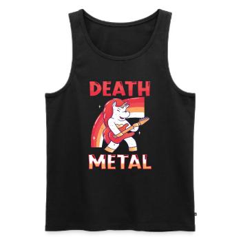 Kawaii Licorne Arc-en-ciel Métal Musique Amateur de Rock - Débardeur bio Premium Homme - noir - Devant - Michal (187cm)