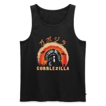 Funny Turkey Bird Gobble Monster Thanksgiving - Men's Premium Organic Tank Top - black - Front - Michal (187cm)