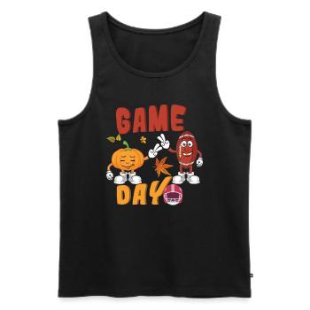 Rugby Pumpkin Ball Football Fan Thanksgiving - Débardeur bio Premium Homme - noir - Devant - Michal (187cm)