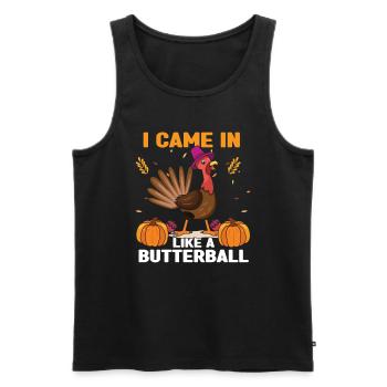 Funny Pumpkin And Turkey Fall Autumn Thanksgiving - Men's Premium Organic Tank Top - black - Front - Michal (187cm)