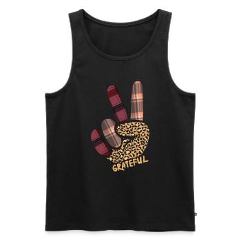 Turkey Love Peace Autumn Pattern Thanksgiving - Men's Premium Organic Tank Top - black - Front - Michal (187cm)