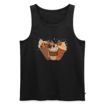 Pumpkin Drink Thanksgiving Season Autumn - Männer Premium Bio Tank Top - Schwarz - Vorne - Michal (187cm)