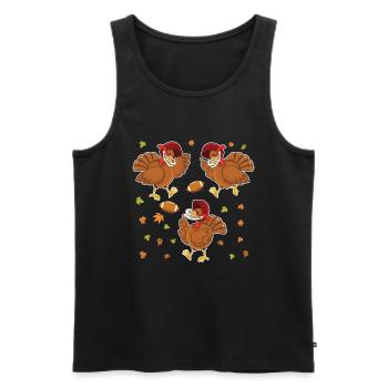 Rugby Kawaii Cute Turkey Football Fan Thanksgiving - Men's Premium Organic Tank Top - black - Front - AI Model Male 178 light (178cm)