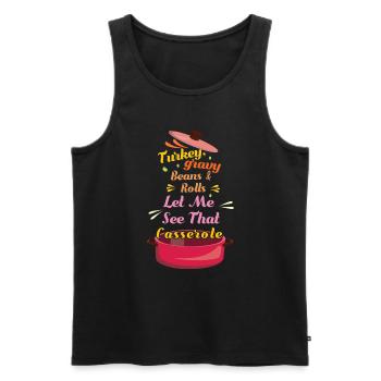Turkey Gravy Casserole Bean Roll Fall Thanksgiving - Men's Premium Organic Tank Top - black - Front - AI Model Male 178 light (178cm)