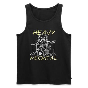 Rocker Kawaii Cat Heavy Meow Metal Music Lover - Männer Premium Bio Tank Top - Schwarz - Vorne - Michal (187cm)