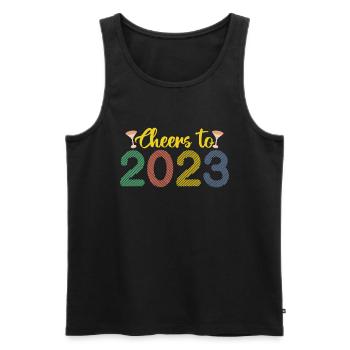 Wine Cheers To 2023 New Year Hello 2023 New Year - Men's Premium Organic Tank Top - black - Front - Michal (187cm)