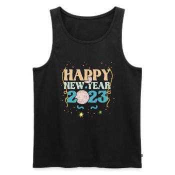 Party New Year Happy New Year 2023 Welcome 2023 - Männer Premium Bio Tank Top - Schwarz - Vorne - Michal (187cm)