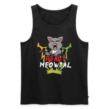 Cute Cat Heavy Meow Metal Music Lover Guitar - Männer Premium Bio Tank Top - Schwarz - Vorne - Michal (187cm)