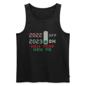 Bonne année 2023 Nouvel An 2022 Off 2023 On - Débardeur bio Premium Homme - noir - Devant - AI Model Male 178 light (178cm)