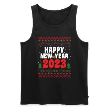Ugly Christmas Happy New Year 2023 Hello New Year - Männer Premium Bio Tank Top - Schwarz - Vorne - Michal (187cm)
