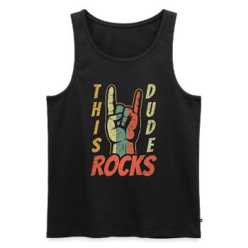 Retro Rock Sign Rock Hand Metal Kid Rocker - Männer Premium Bio Tank Top - Schwarz - Vorne - AI Model Male 178 light (178cm)