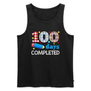 Plaid 100th Day Completed 100 Days Of School - Men's Premium Organic Tank Top - black - Front - Michal (187cm)