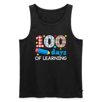 Plaid 100e jour d’apprentissage 100 jours d’école - Débardeur bio Premium Homme - noir - Devant - Michal (187cm)