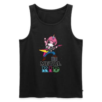 Rocker Licorne Guitare Métal Kid Musique Heavy Rock - Débardeur bio Premium Homme - noir - Devant - Michal (187cm)