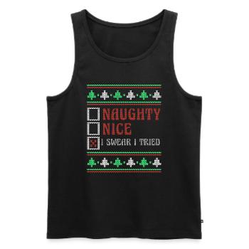 Swear Naughty Nice Joke Funny Ugly Christmas - Männer Premium Bio Tank Top - Schwarz - Vorne - Michal (187cm)