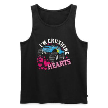Monster Truck Crushing Crush Hearts Day Valentines - Men's Premium Organic Tank Top - black - Front - Michal (187cm)