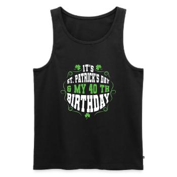 Âge de naissance 40 Shamrock Saint Patrick Day - Débardeur bio Premium Homme - noir - Devant - Michal (187cm)