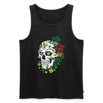 Sugar Bone Floral Shamrock Saint Patrick Day - Débardeur bio Premium Homme - noir - Devant - AI Model Male 178 light (178cm)