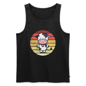 Retro Vintage Adorable Animal Cute Cow - Männer Premium Bio Tank Top - Schwarz - Vorne - AI Model Male 178 light (178cm)