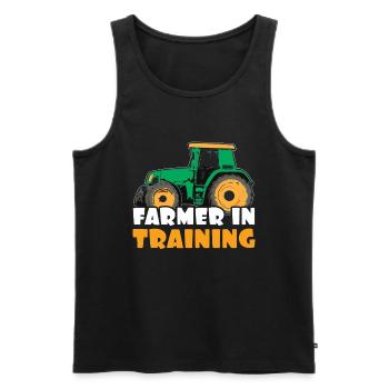 Farmer In Training Tractor Truck Rancher Farm - Men's Premium Organic Tank Top - black - Front - Michal (187cm)