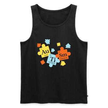 Periodic Table Elements Puzzle Autism Awareness - Men's Premium Organic Tank Top - black - Front - AI Model Male 178 light (178cm)