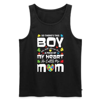 Heart Boy m’appelle maman Puzzle Sensibilisation à l’autisme - Débardeur bio Premium Homme - noir - Devant - Michal (187cm)