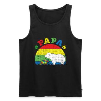 Stolzer Autismus Vater Bär Puzzle Autismus Bewusstsein - Männer Premium Bio Tank Top - Schwarz - Vorne - AI Model Male 178 light (178cm)
