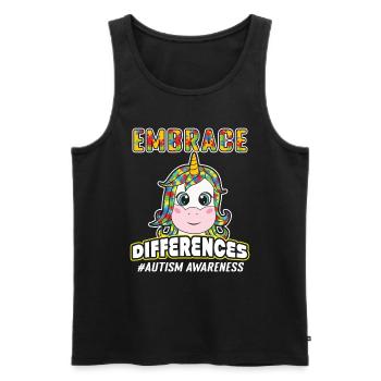 Unicorn Different Colorful Puzzle Autism Awareness - Men's Premium Organic Tank Top - black - Front - Michal (187cm)
