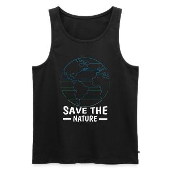 Journée minimaliste Save Nature Oceans Jour de la Terre - Débardeur bio Premium Homme - noir - Devant - Michal (187cm)