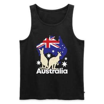 Drapeau de l’Australie Jour de l’Australie Kangourou australien - Débardeur bio Premium Homme - noir - Devant - AI Model Male 178 light (178cm)