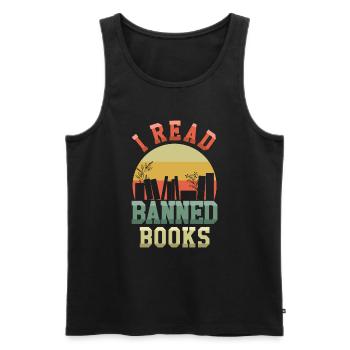 Ich lese verbotenes Buch Retro Vintage Lover Leser Lesen - Männer Premium Bio Tank Top - Schwarz - Vorne - Michal (187cm)