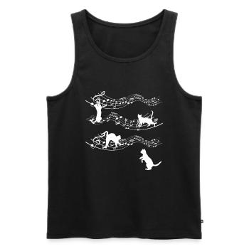 Kitten Love Cat Playing Musical Notes Music - Men's Premium Organic Tank Top - black - Front - AI Model Male 178 light (178cm)
