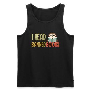 Lesen Verbotenes Buch Faultier Buchliebhaber Leser Lesen - Männer Premium Bio Tank Top - Schwarz - Vorne - AI Model Male 178 light (178cm)