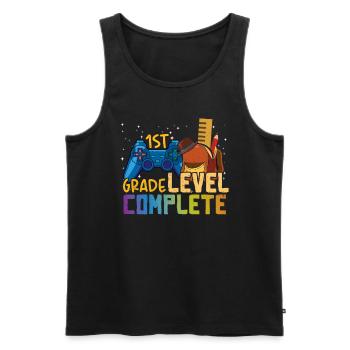 Day Of School Happy Last Level Gamer 1st Grade - Men's Premium Organic Tank Top - black - Front - Michal (187cm)